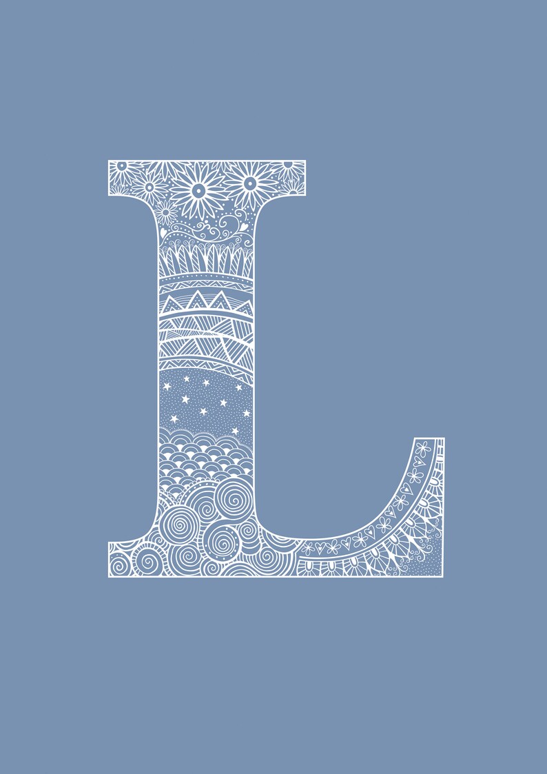 Initial Letter Design Digital Download Zentangle Doodle