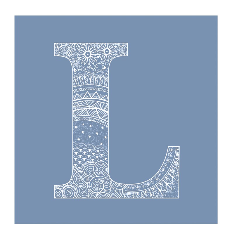 Initial Letter Design Digital Download Zentangle Doodle