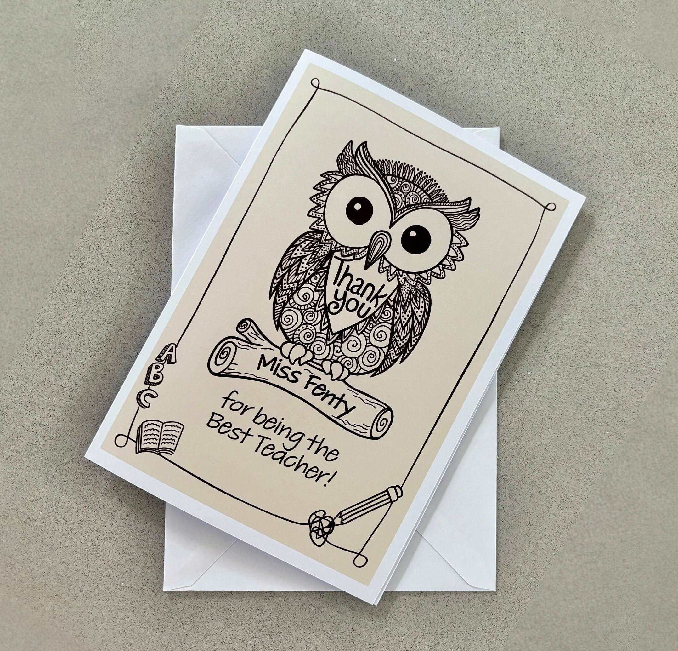 Best Teacher Owl Gift Set Card, Bookmark and Keepsake Personalised ...