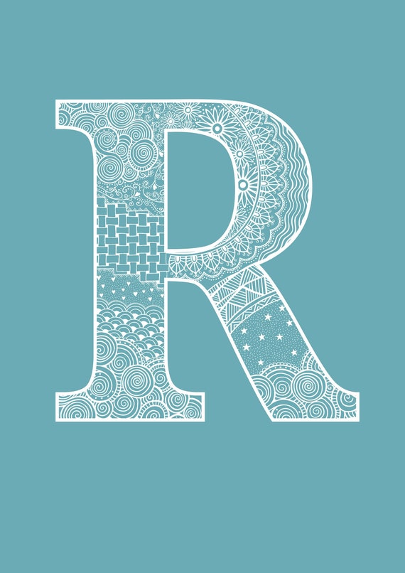 Initial Letter Design Digital Download Zentangle Doodle