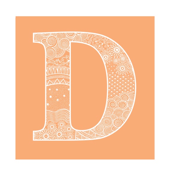 Initial Letter Design Digital Download Zentangle Doodle