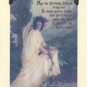 Birthday Fairy: Vintage LGBTQ Birthday Card vintage crossdressing, antique transgender card, gay birthday card, children's birthday card 5.5"x8" Smooth Card