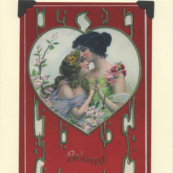 Beloved: Vintage LGBTQ+ Card - Lesbian engagement card, wives anniversary card, girlfriends card, lesbian Valentine, card for lesbian wife