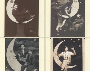 Moon Multi Pack: Devil Moon, Fell For You, Let&#39;s Get Married, Hello - vintage moon photos, vintage gay cards, lunar LGBTQ cards, gay pagans