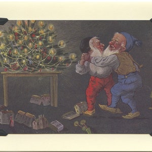 Vakantie dans: Vintage LGBTQ + Card - Kerst elfen, vakantie partij uitnodiging, gay elfen kerstkaart, vakantie kaart, Santa helpers kaart
