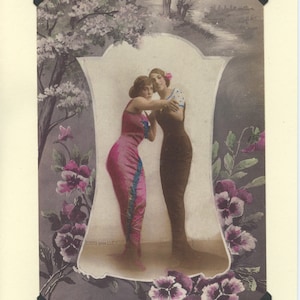 Tango: Cartão Vintage LGBTQ+ - cartão de Dia dos Namorados lésbico, esposas lésbicas recém-casadas, primeira dança, cartão de lésbicas casadas, cartão de namoradas gays