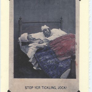 Stop Jock: Vintage LGBTQ card gay tickling valentine, gay boyfriends card, two gay husbands anniversary, under the covers, vintage kink 5"x7" Textured Card