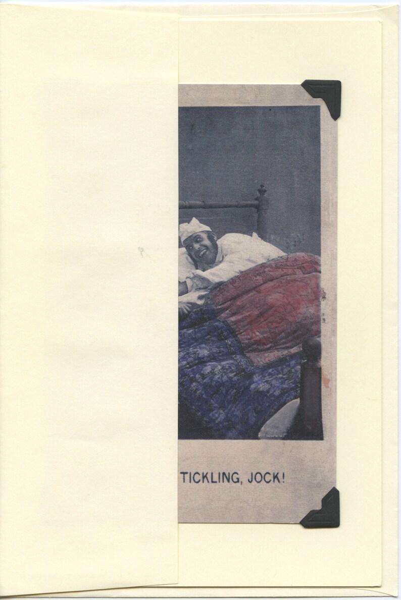 Stop Jock: Vintage LGBTQ card gay tickling valentine, gay boyfriends card, two gay husbands anniversary, under the covers, vintage kink image 2