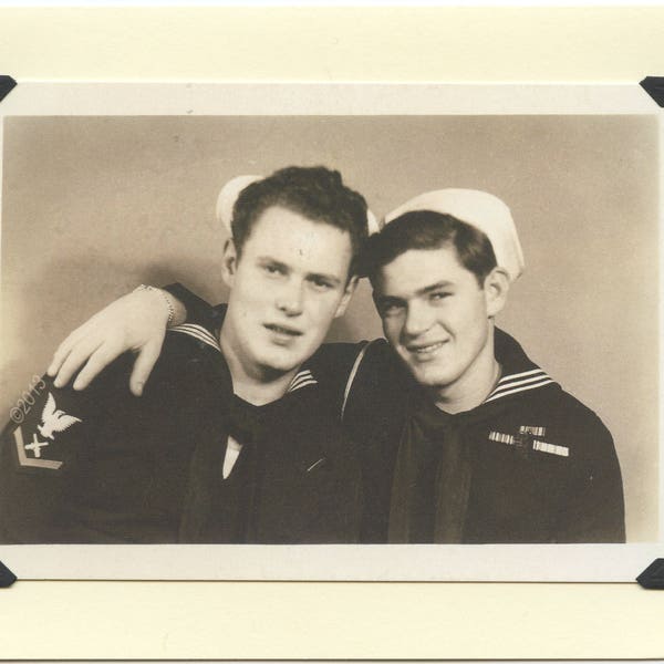Do Ask Do Tell: Vintage LGBTQ+ Card - vintage sailor valentine, vintage navy card, gay sailors card, military brothers card, gay photo card
