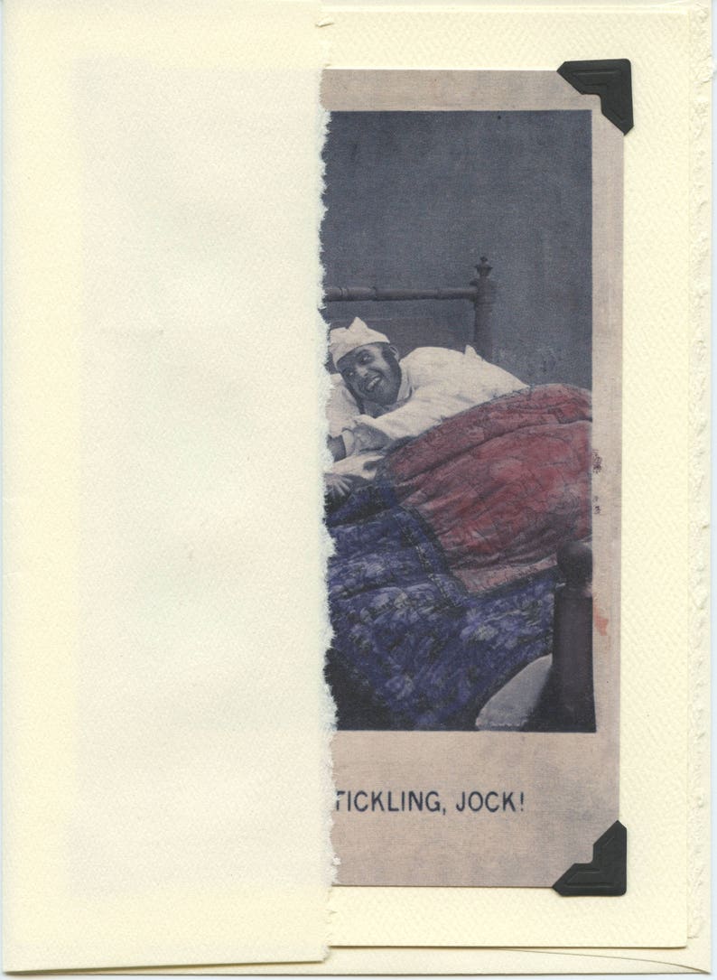 Stop Jock: Vintage LGBTQ card gay tickling valentine, gay boyfriends card, two gay husbands anniversary, under the covers, vintage kink image 6