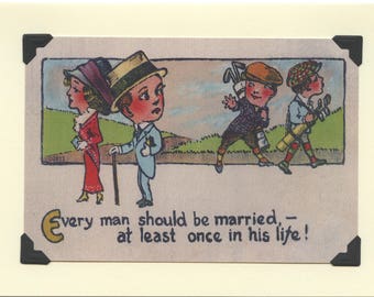 Married Once: Vintage LGBTQ+ Card - coming out late in life, divorce card, second marriage, gay boyfriend card, saucy gay valentine card