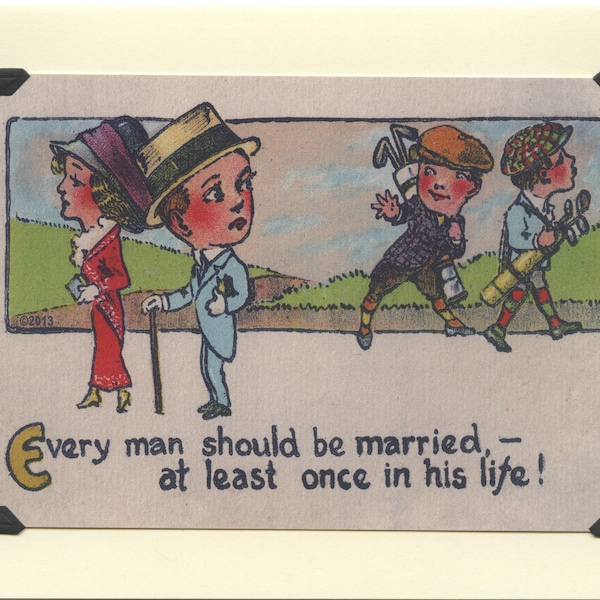 Married Once: Vintage LGBTQ+ Card - coming out late in life, divorce card, second marriage, gay boyfriend card, saucy gay valentine card