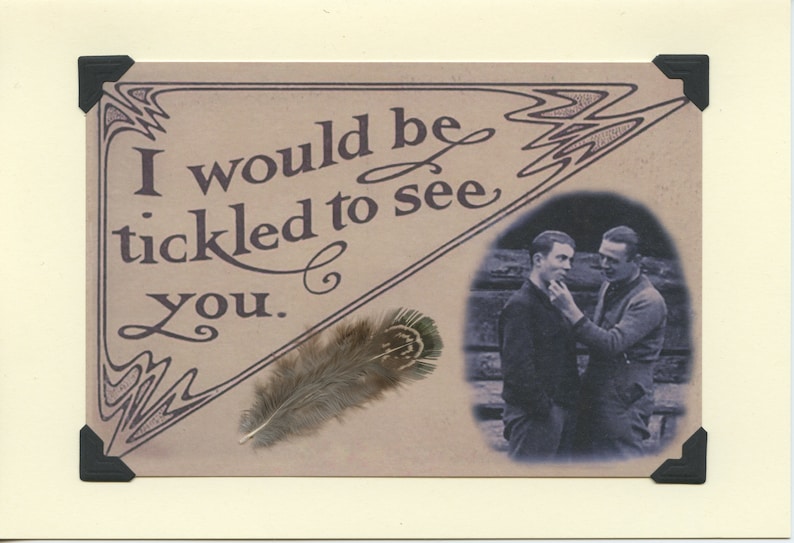 Stop Jock: Vintage LGBTQ card gay tickling valentine, gay boyfriends card, two gay husbands anniversary, under the covers, vintage kink image 10