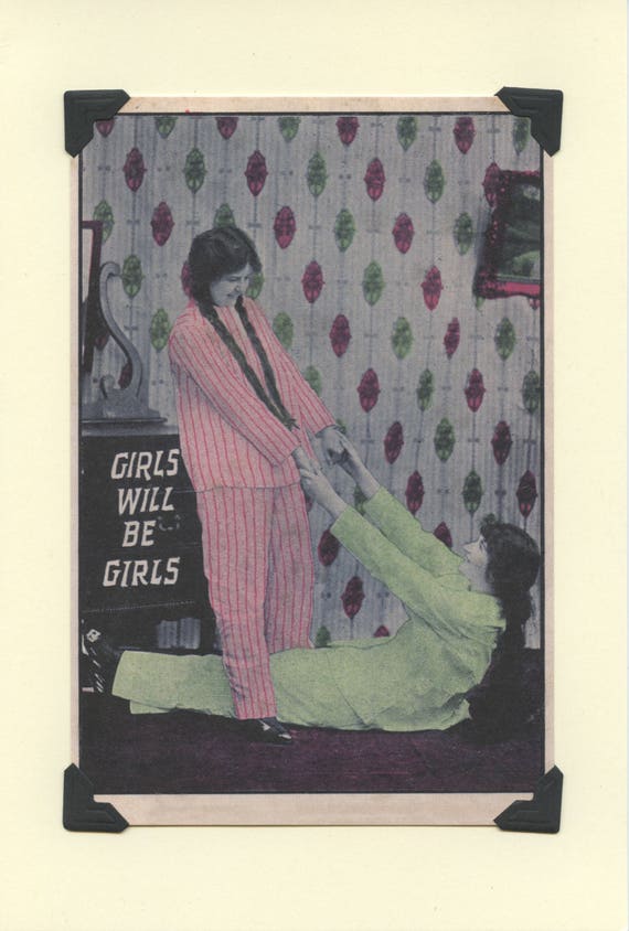 Girls Will Be Girls Lesbian Proposal Pajama Party Card Etsy