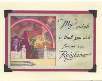 Rainbow Wishes: Vintage LGBTQ Card - rainbow pride card, best wishes card, thinking of you card, gay pride card, always see rainbows card