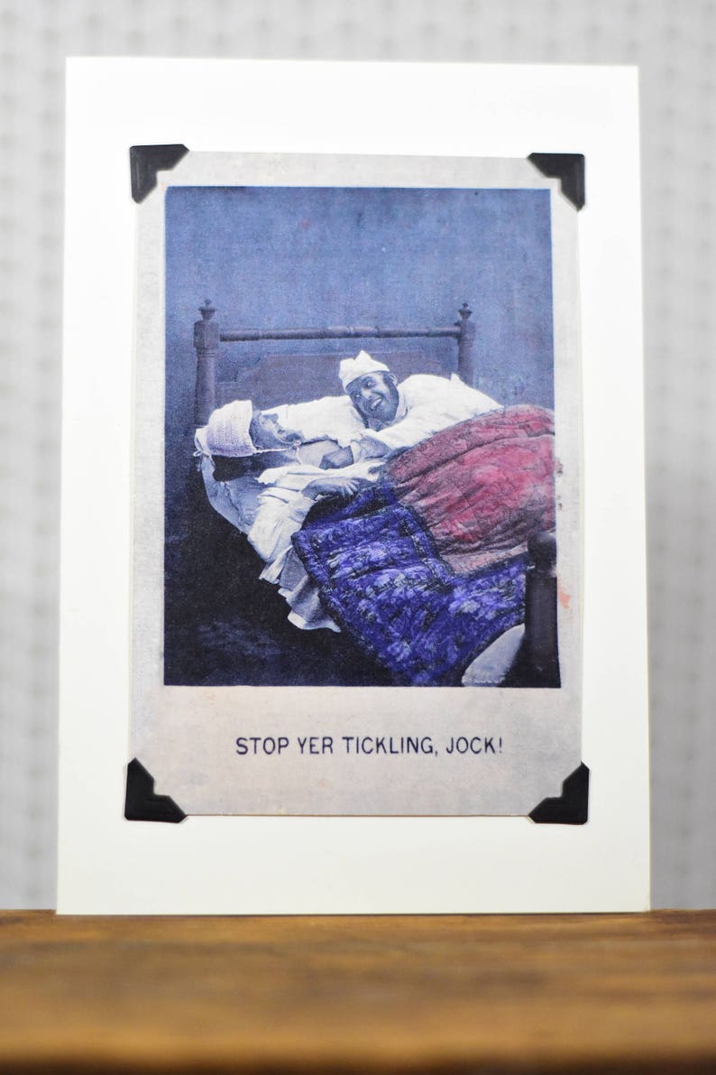 Stop Jock: Vintage LGBTQ card gay tickling valentine, gay boyfriends card, two gay husbands anniversary, under the covers, vintage kink image 4