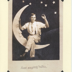 Hallo: Vintage LGBTQ Karte homosexuell nur weil Karte, denken an Sie Karte, Homosexuell Freund Karte, Homosexuell Mann Karte, gute Wünsche Karte, Papier Mond 5.5"x8" Smooth Card