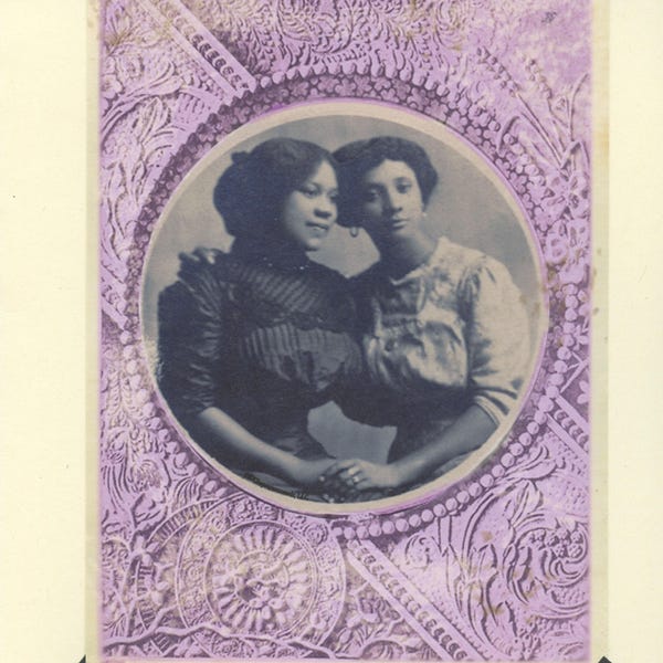 Circle Of Love: Vintage LGBTQ+ Card, lesbian Valentine's day card, Black girlfriend engagement card, intersectional love card, Black lesbian