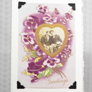 One Heart: Vintage LGBTQ Card gay engagement card, vintage floral card, greetings, just saying hello, just because card, gay wedding card image 8