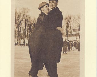 Gotcha: Vintage LGBTQ+ Card - gay valentine card, ice skating date, two gay boyfriends, support card, here for you card, winter birthday