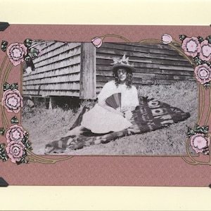Picnic Curls: Vintage LGBTQ+ Card - trans Mother&#39;s Day card, vintage crossdressing, picnic photo, vintage transgender woman, photo ca 1930
