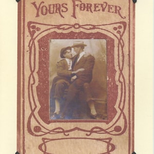 Yours Forever: Vintage Gay LGBTQ+ Card - gejowska kartka walentynkowa, gejowska kartka z oświadczynami, dzień męża i ojca, gejowska kartka rocznicowa,