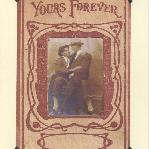 Yours Forever: Vintage Gay LGBTQ+ Card - gay valentine's day card, gay proposal card, husband father's day, gay anniversary card,