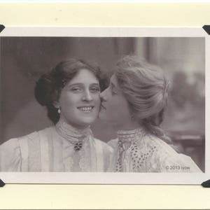 Loving Kiss: Vintage LGBTQ+ Card - lesbian engagement card, gay mother's day card, lesbian anniversary card, vintage lesbian wedding card