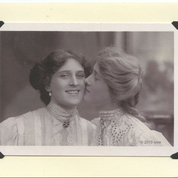 Loving Kiss: Vintage LGBTQ+ Card - lesbian engagement card, gay mother's day card, lesbian anniversary card, vintage lesbian wedding card