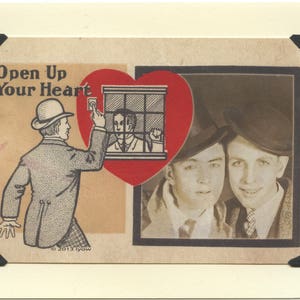 Ouvrez votre cœur : carte LGBTQ+ vintage - Valentine gay, carte de fiançailles, carte de mariage gay, carte de la fête des Pères, carte de premier rendez-vous, laissez entrer l’amour