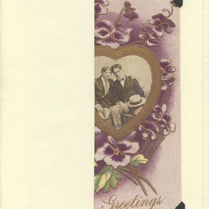 One Heart: Vintage LGBTQ Card gay engagement card, vintage floral card, greetings, just saying hello, just because card, gay wedding card image 2
