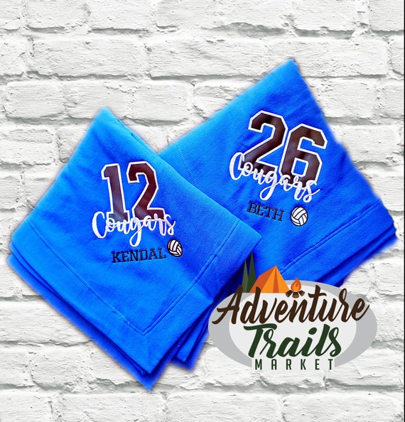Personalized Volleyball Blanket | Custom Jersey Number Applique | Graduation & Senior Night Gift | Volleyball Player Throw