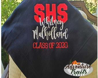 Custom Sweatshirt Blanket – Personalized Applique School Letters and Team Gift