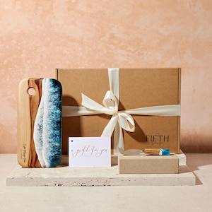 Urlaub Geschenkbox, Ocean Resin Art Käseplatte, Weihnachtsgeschenk für Mama, Danke Geschenkpaket, Weihnachtsgeschenk für Frau, Jubiläum Geschenkset