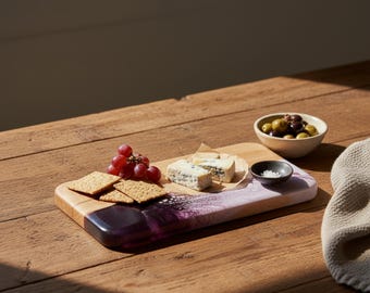 Christmas Gift for Her Personalized Small Resin Cheeseboard Handmade Artisan Charcuterie Board Unique Engraved Seasonal Keepsake