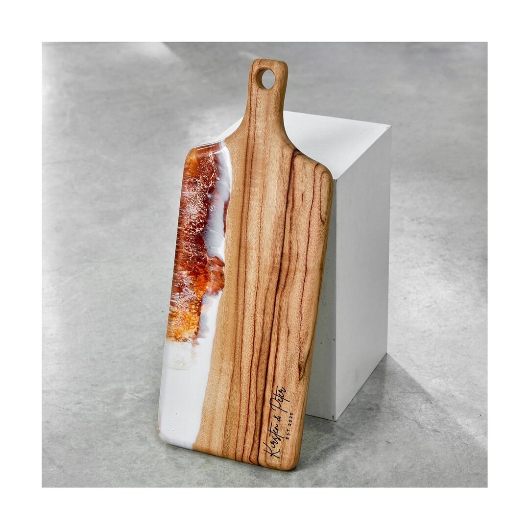 Long Resin Art Serving Board Personalised Cheese Board Etsy