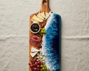 Christmas Gift for Her Personalized Resin Charcuterie Board Unique Handmade Engraved Artisan Cheeseboard Gift
