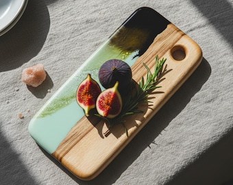 Christmas Gift for Her Personalized Small Resin Cheeseboard Handmade Artisan Charcuterie Board Unique Engraved Seasonal Keepsake