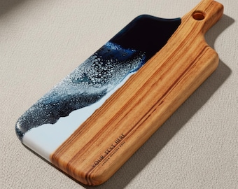 Engagement Gift for Couple Engraved Resin Serving Board Unique Handmade Personalized Artisan Charcuterie Board