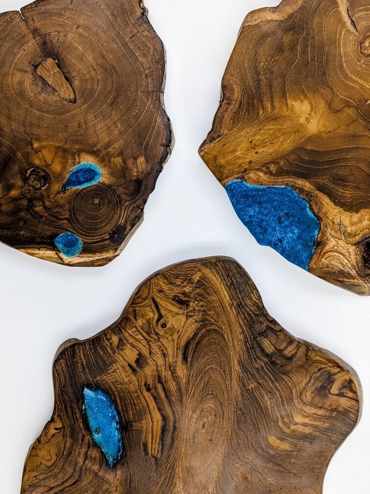 Teak Resin Trivet Resin Serving Board Epoxy Resin Hot Plate Etsy