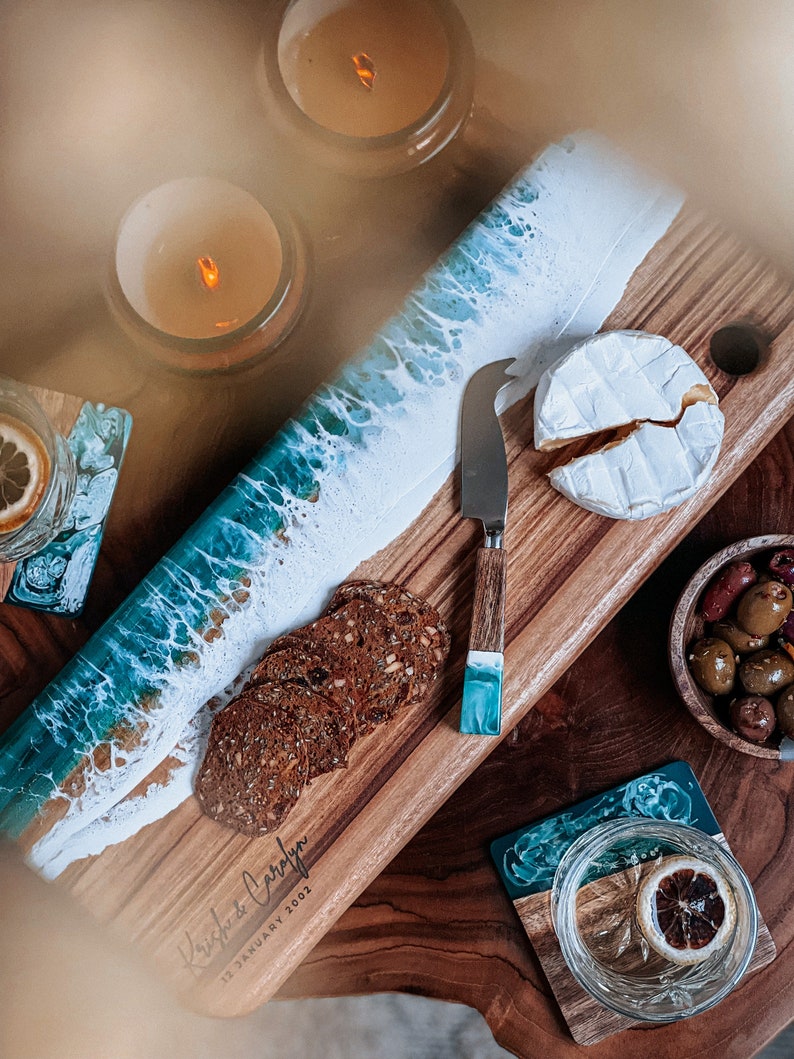 Resin Cheese Board Charcuterie Board Ocean Resin Art Etsy
