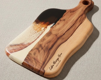 Personalised Wedding Gift for Couple, Resin Chopping Board, Engagement Gift Him & Her, Handmade Engraved Cheese Board