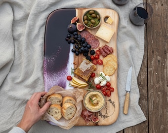 Christmas Gift for Mum, Large Resin Serving Platter, Personalised Cheese Board, Handmade Chopping Board, Engraved Resin Gift