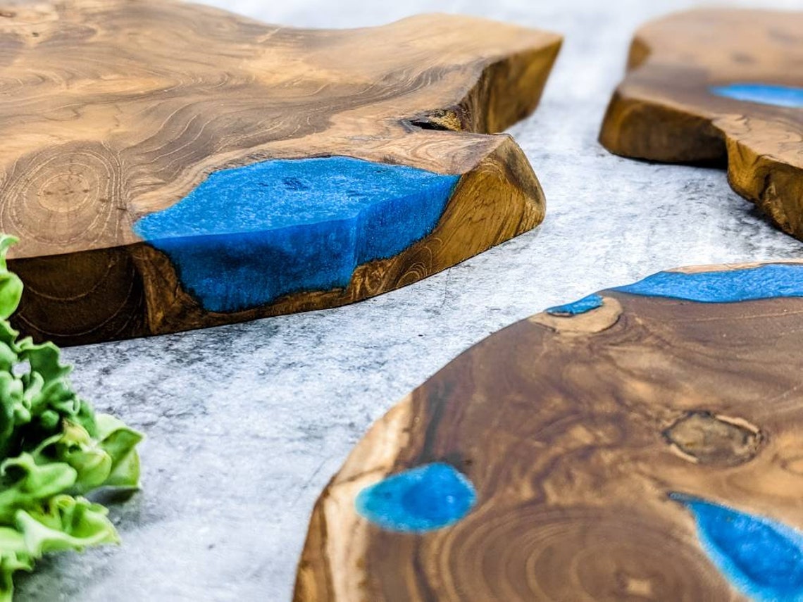 Teak Resin Trivet Resin Serving Board Epoxy Resin Hot Plate Etsy