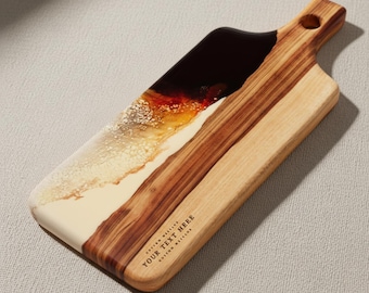 Engagement Gift for Couple Engraved Resin Serving Board Unique Handmade Personalized Artisan Charcuterie Board