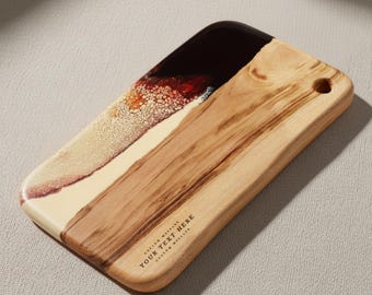 Christmas Gift for Mum, Large Resin Serving Platter, Personalised Cheese Board, Handmade Chopping Board, Engraved Resin Gift