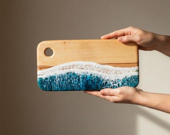 Wedding Gift Personalized Small Resin Cheeseboard Handmade Artisanal Charcuterie Board Unique Engraved Keepsake for Couple