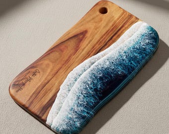 5th Anniversary Gift for Couple, Large Resin Serving Board, Engraved Cheese Board, Personalised Resin Platter, Handmade Chopping Board