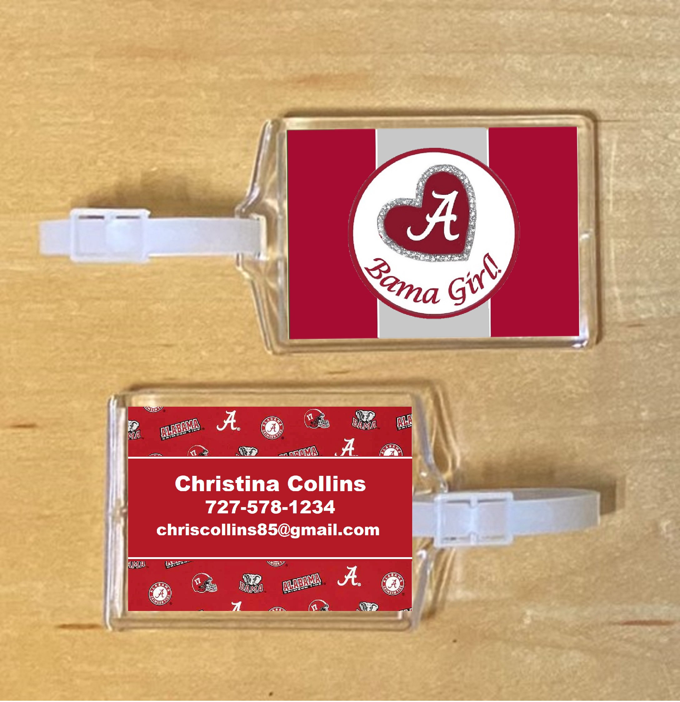 Alabama Crimson Tide ID Luggage , Personalized Custom Bag Tag, Gift for Her, Gift for Him, NCAA merchandise, Buy more & Save!