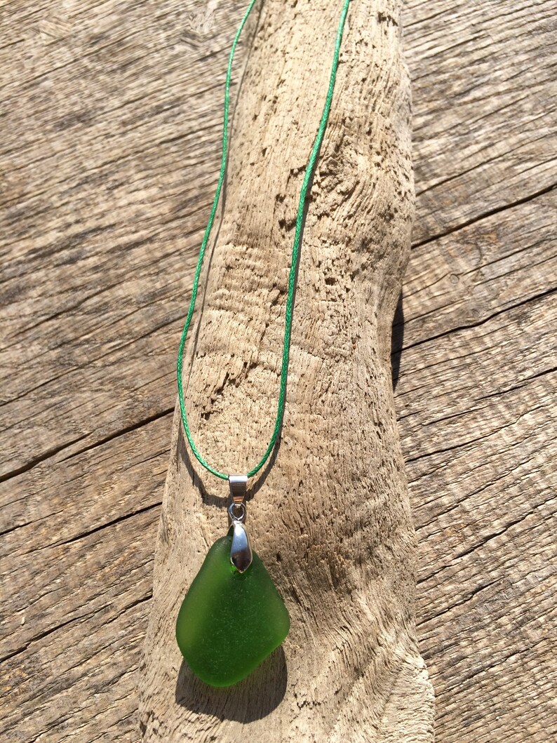 green sea glass pendant nautical jewelry Green sea glass necklace unique necklace handmade jewelry green jewelry green sea glass